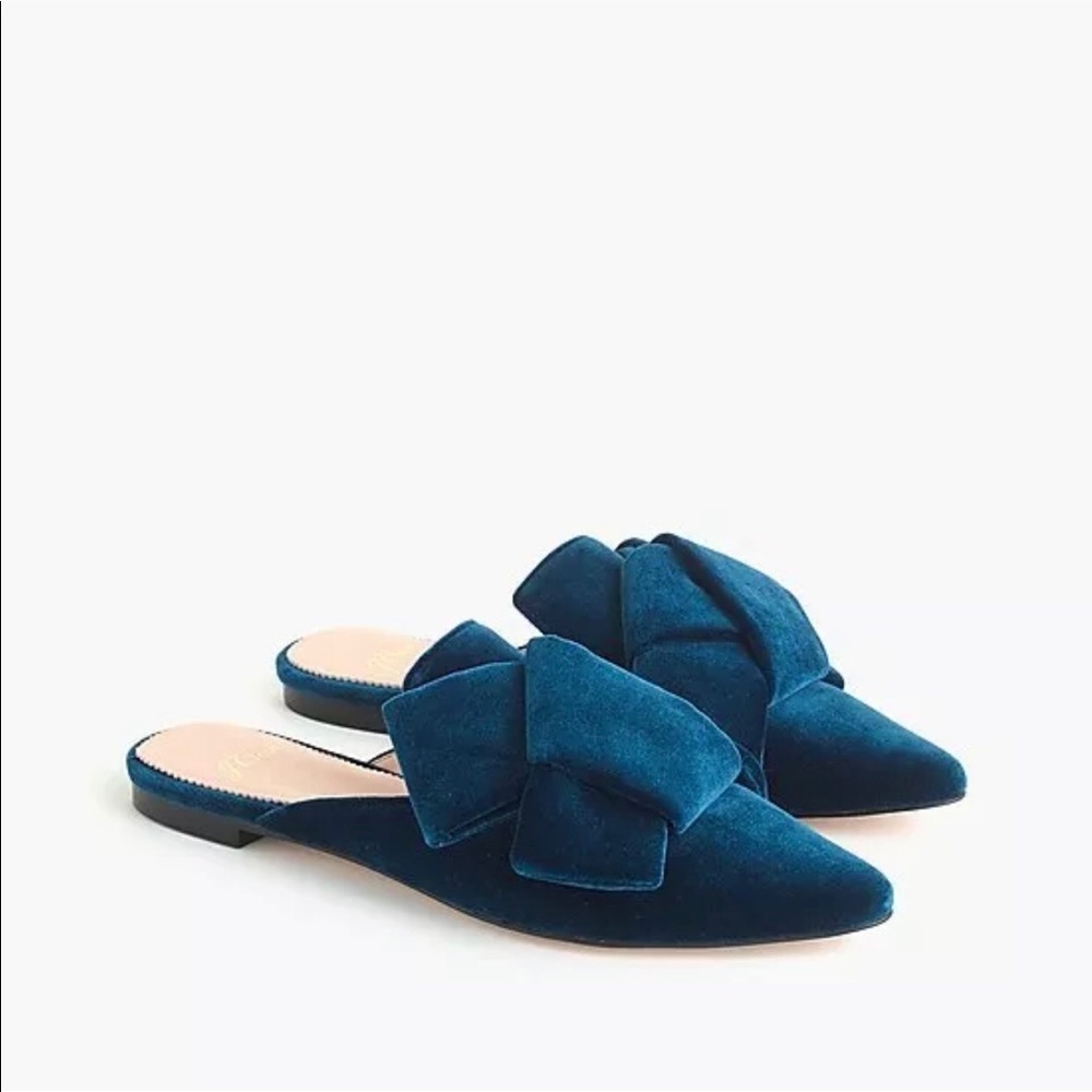 J. Crew 9 bow loafers blue suede mules shoes
